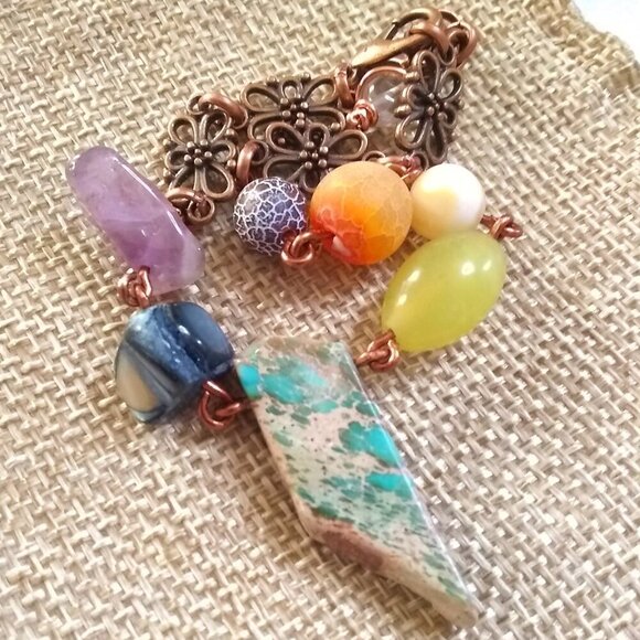 Spunky Vibrant Energizing! Semi-Precious Beads Chakra Bracelet! Reiki Energy Chi - Picture 1 of 12